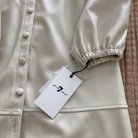 7 for all mankind cream color faux leather jacket/coat trench coat size XS - NWT - Picture 2 of 7
